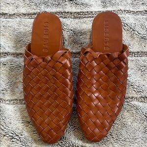 Liberte Women's  Cognac Brown Woven Leather Mules